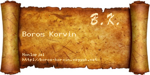 Boros Korvin névjegykártya